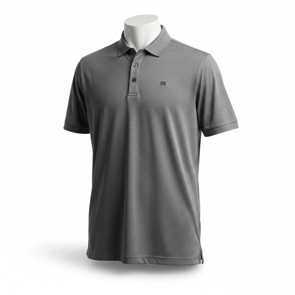 TravisMathew Mens XL Charcoal Grey Heather Short Sleeve Performance Golf‎ Polo
